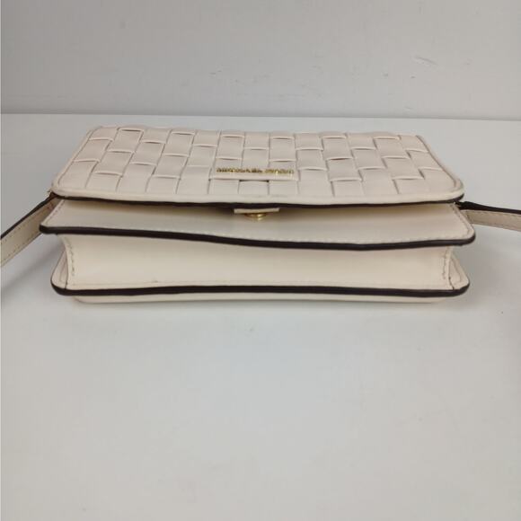 Michael Kors Jet Set Small Woven Leather Smartphone Convertible Cross-body Bag - Picture 6 of 8